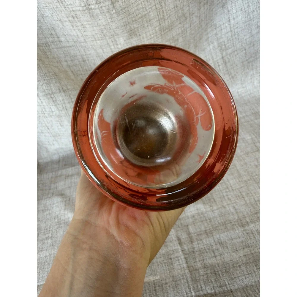 Hazel Atlas 40s Glass Cocktail Shaker Pink MCM Dancing Elephant Glass Md Century